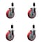 Service Caster 5'' Red Poly Wheel Swivel 1-3/8'' Expanding Stem Caster Set, 4PK SCC-EX20S514-PPUB-RED-138-4 - alternate 1